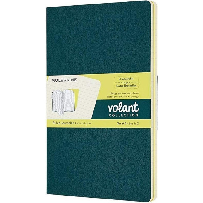 Блокнот MOLESKINE VOLANT LARGE, линейка, зеленый/желтый цитрон QP721K31M20